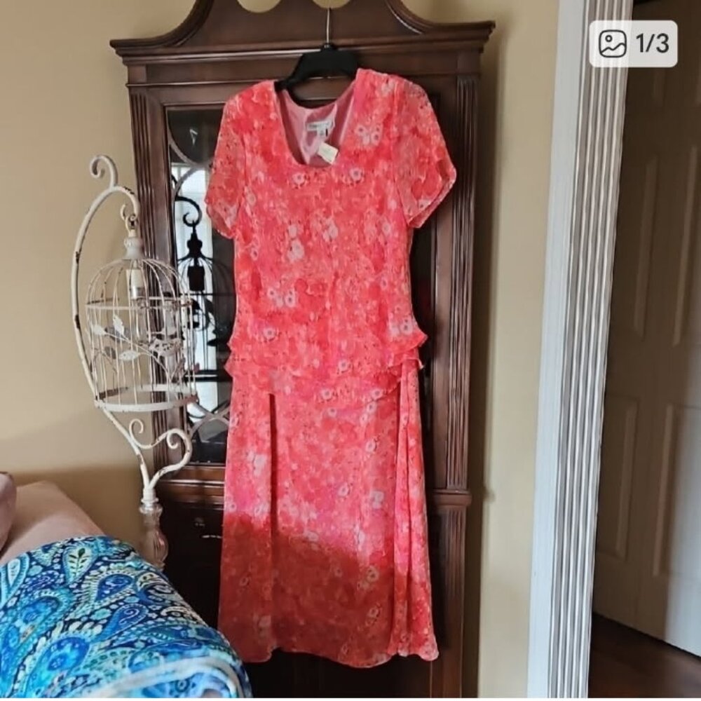 Coldwater Creek Pink Flutter Sleeve Dress